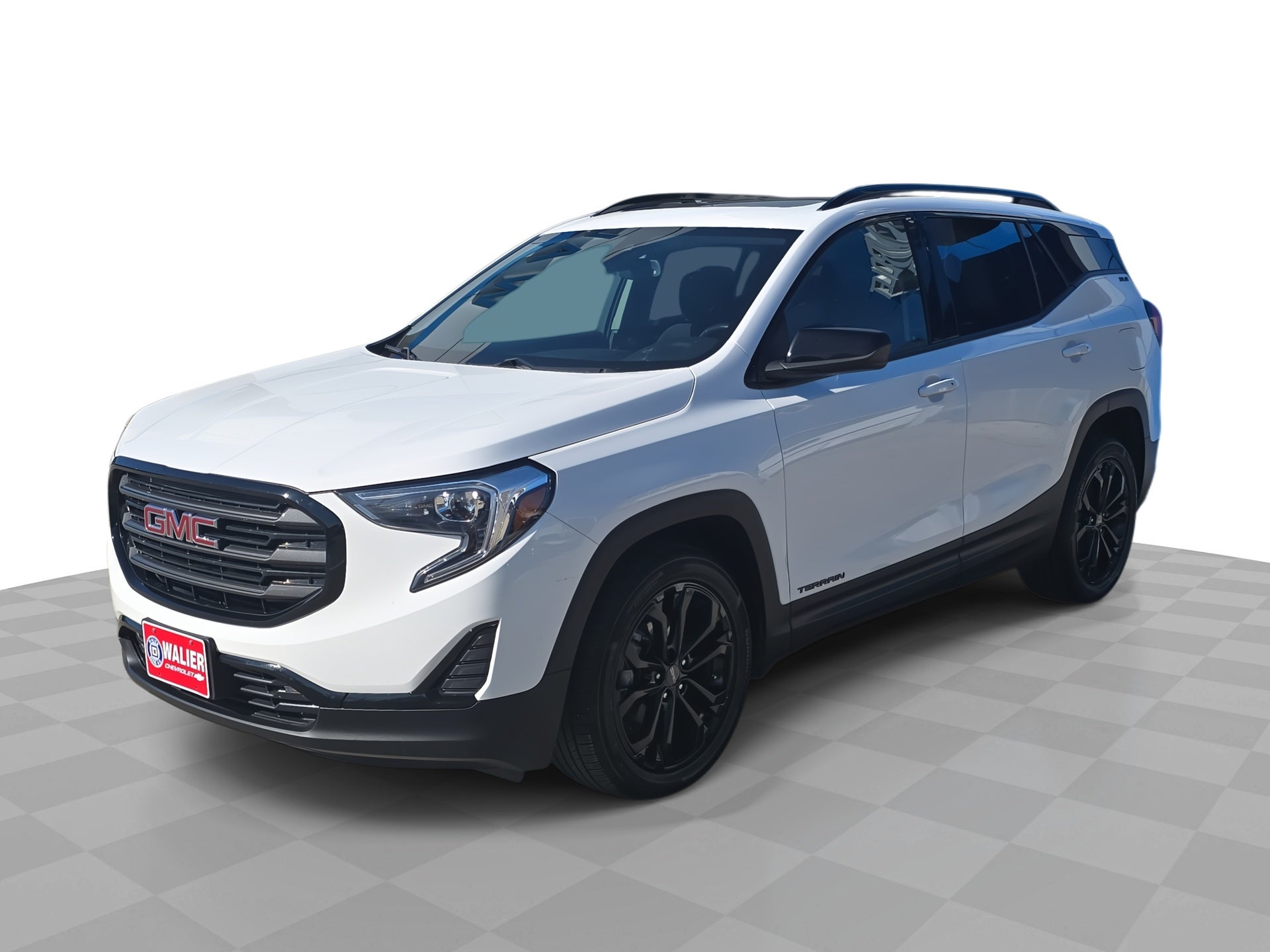 2021 GMC Terrain SLE in Summit White — front three-quarter view