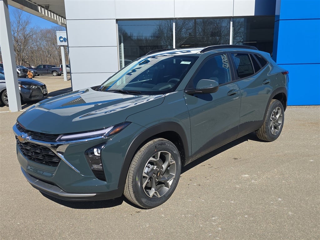 2026 Chevrolet Trax LT in Cypress Gray — front three-quarter view